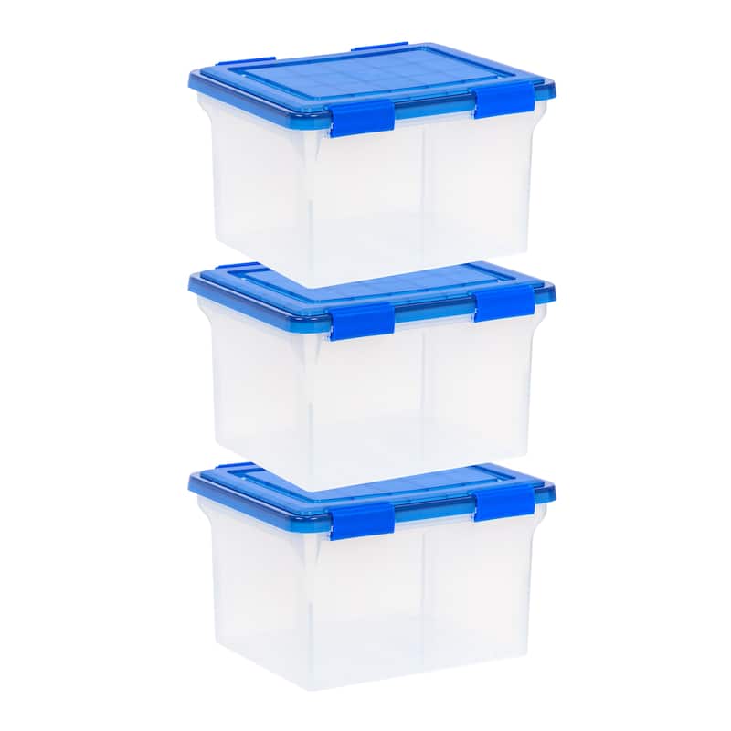 IRIS USA® ULTIMATE CLEAR File Boxes 32 Qt Buckle Lid - Clear - Set of 3