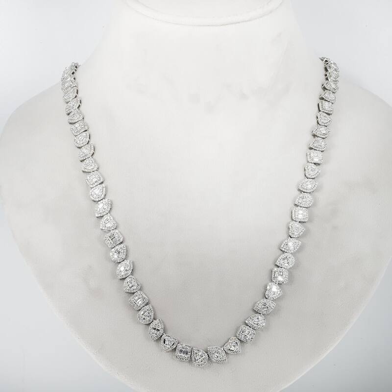 House Of Leon 14K White Gold Multi Cut Diamond Necklace 23.14ct
