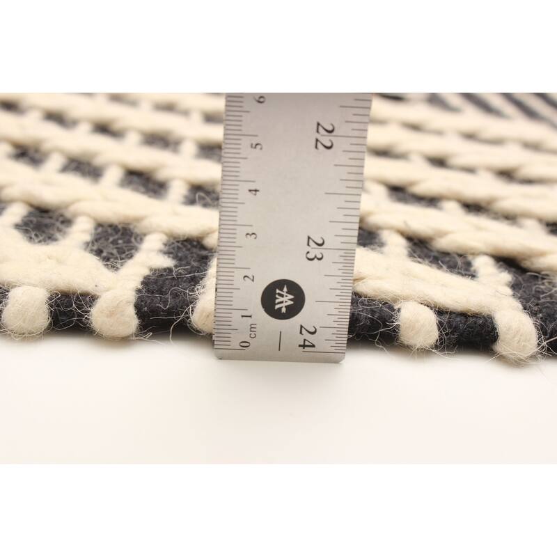 ECARPETGALLERY Braid weave Sienna Black Wool Rug - 4'9 x 7'9