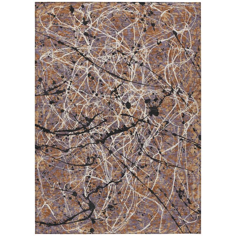 Machine Washable Indoor/ Outdoor Modern Splatter Chantille Rug