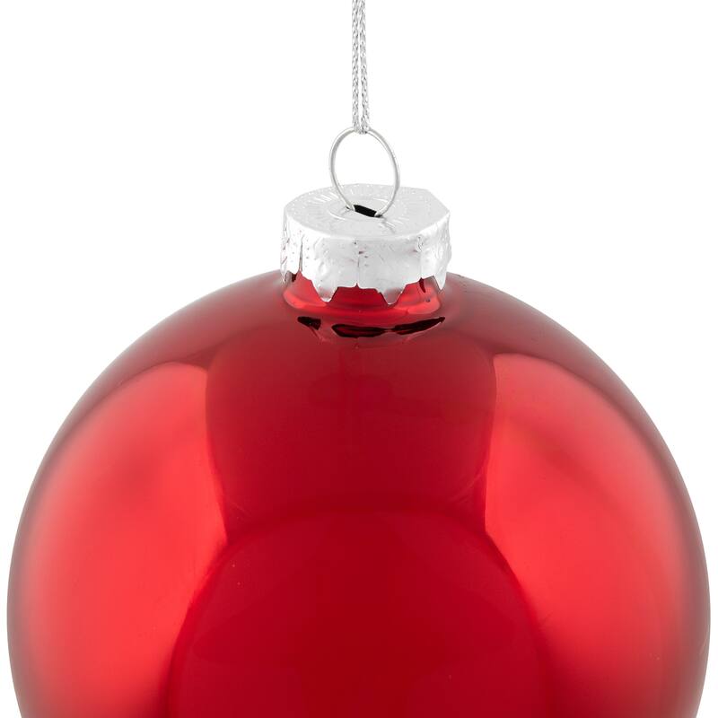 2-Finish Christmas Glass Ball Ornaments - 4" (100mm) - Red - 4ct