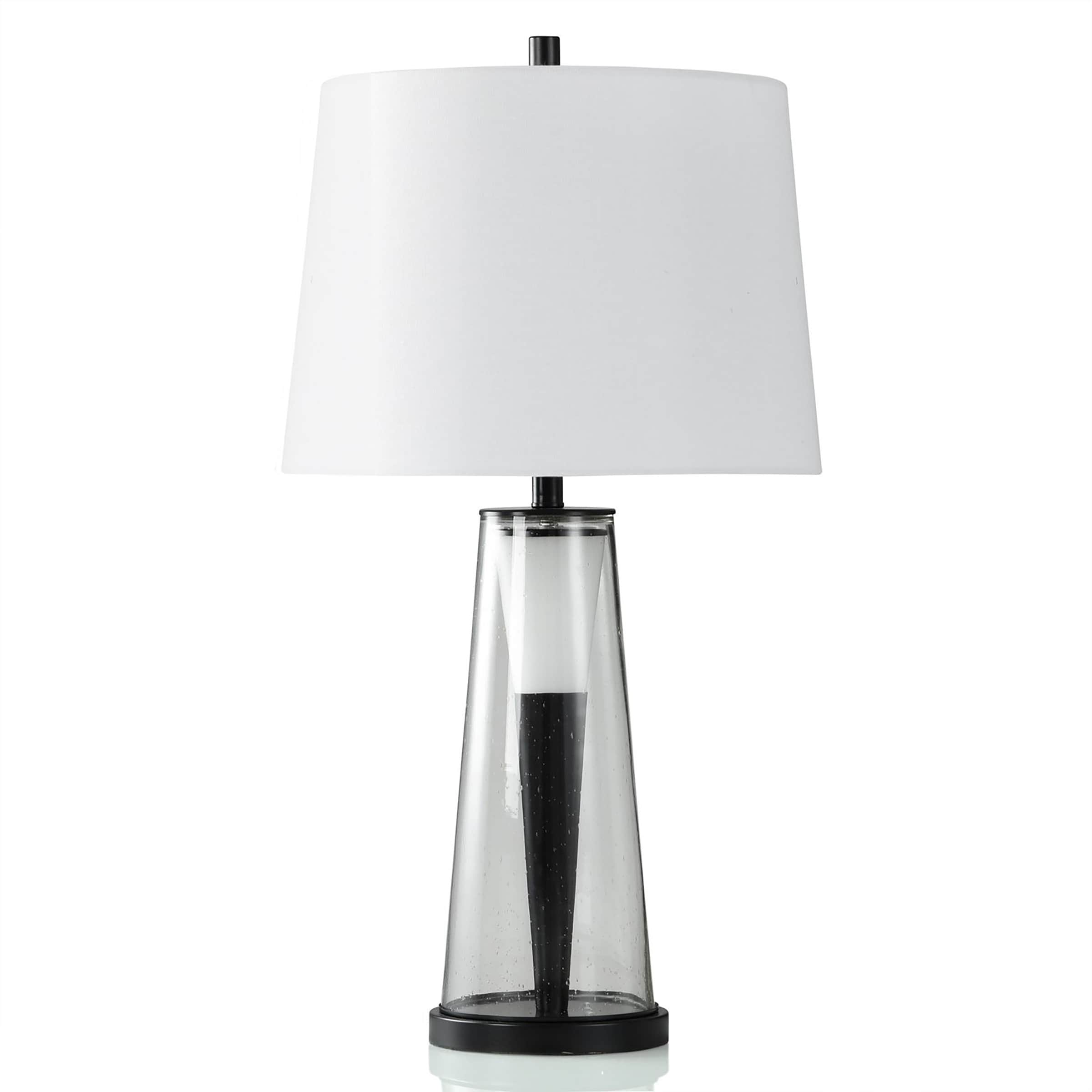 StyleCraft Timeless Bronze - Table Lamp - Seeded Glass With Two Tone Tapered Design - 100w+ Led3w