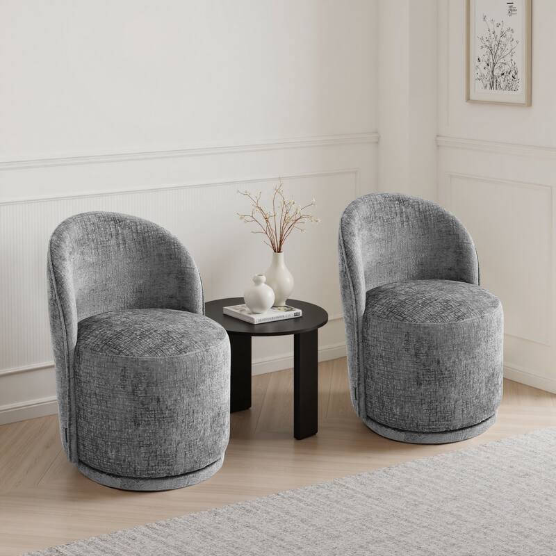UIXE 2 Set Modern Upholstered Swivel Armless Side Dining Chairs