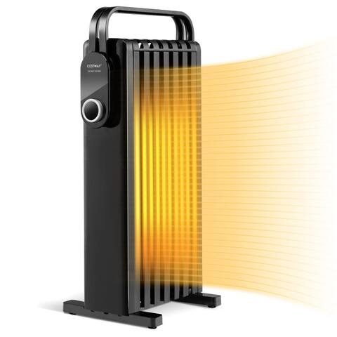 1500W Electric Space Heater Oil Filled Radiator Heater with Foldable Rack - 15" x 10" x 27.5" (L x W x H)
