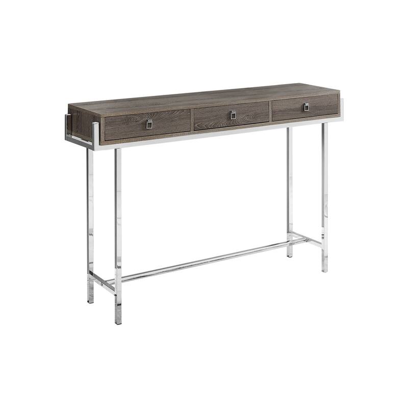HomeRoots 48" Taupe and Silver Console Table And Drawers - 48.00 in. x 31.75 in. x 12.00 in.