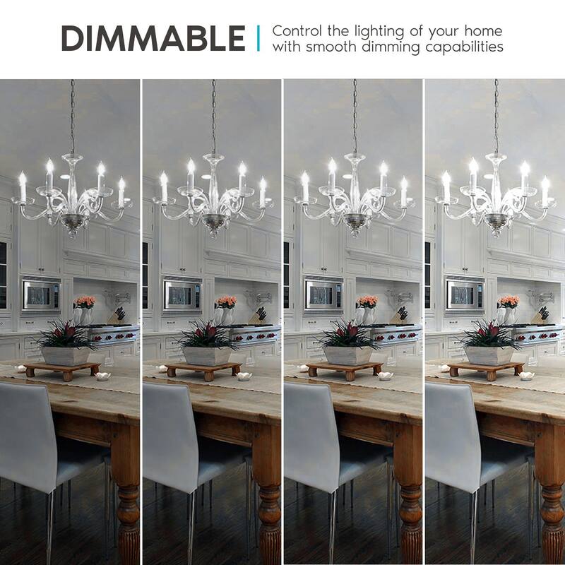 Luxrite 5W Vintage E12 LED Bulb 60W Equivalent, 550 Lumens, Dimmable Candelabra LED Bulbs, Clear Glass (6 Pack)