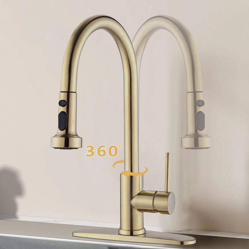 Topcraft Pull Down Single Handle Kitchen Faucet with Baseplate