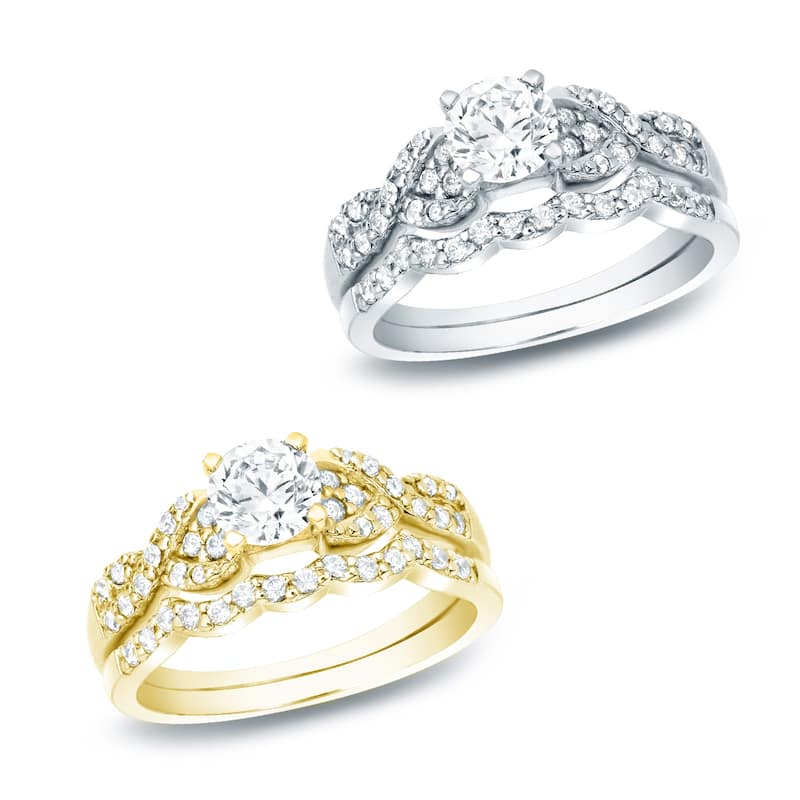 Auriya 3/4ctw Braided Twist Diamond Engagement Ring Set 14k Gold