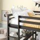 preview thumbnail 6 of 7, Elegant Pine Wood Platform Bed Frame Full Size Loft Bed Frame with Built-in Desk and Guardrail for Girls, Boys, Teens, Black