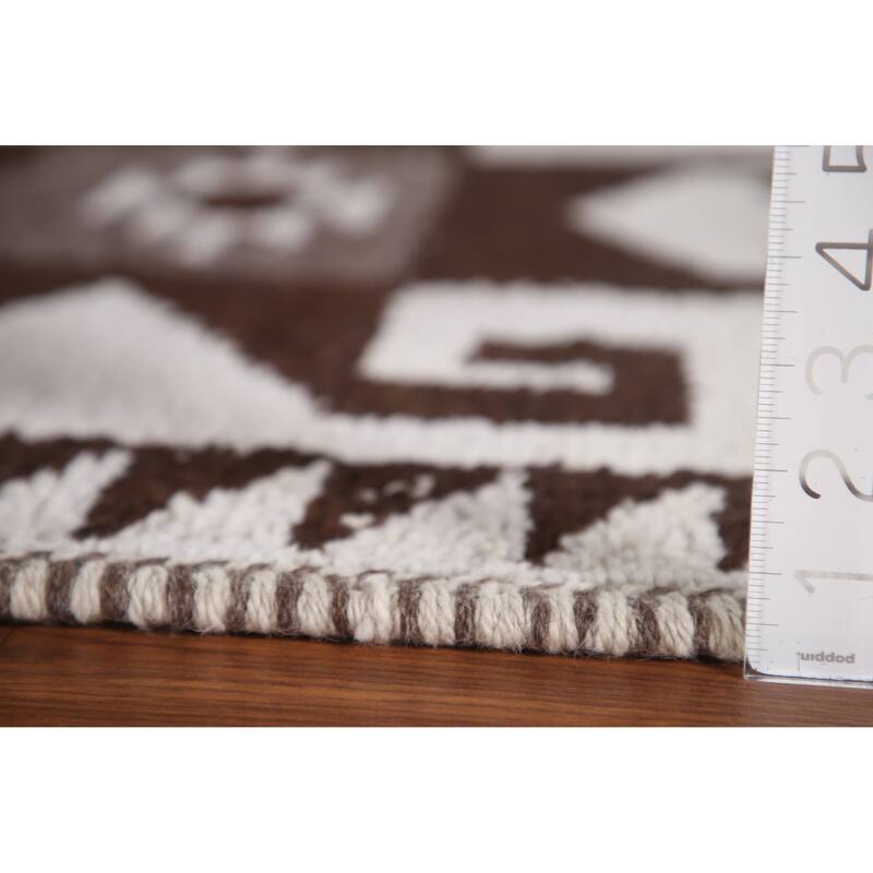 Natural Dye Tribal Beige Anatolian Runner Rug Hand-knotted Wool Carpet - 3'5"x 11'8"