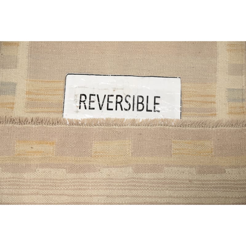 Hand Woven Oriental 100% Wool Carpet Southwestern Tribal Beige & Ivories Kilim Area Rug - 4' 2'' X 1' 10''