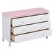 preview thumbnail 6 of 7, Wooden Storage Dresser with 6 Drawers,Storage Cabinet for kids Bedroom,White+Pink