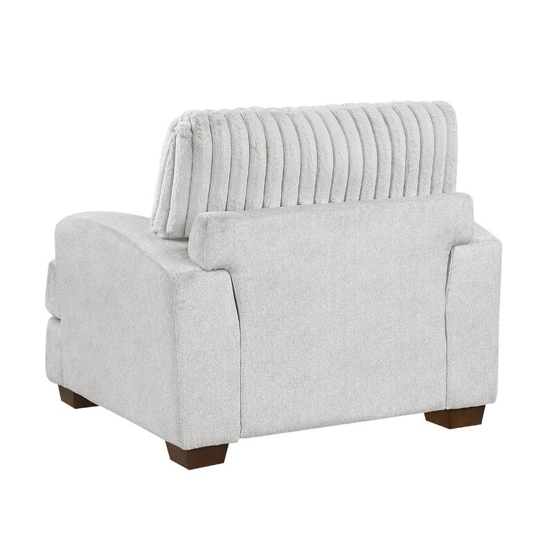 Witz Accent Armchair, Ribbed Texture Light Gray Corduroy Back