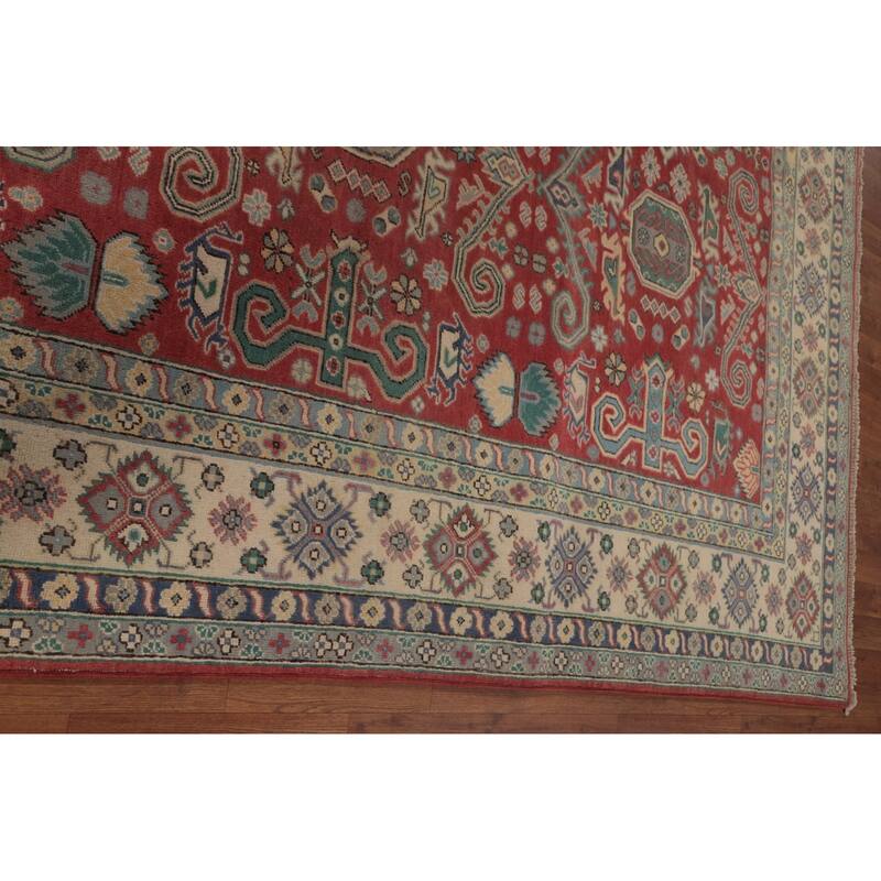 Traditional Red Kazak Area Rug Hand-Knotted Wool Carpet - 8'1" x 9'11"