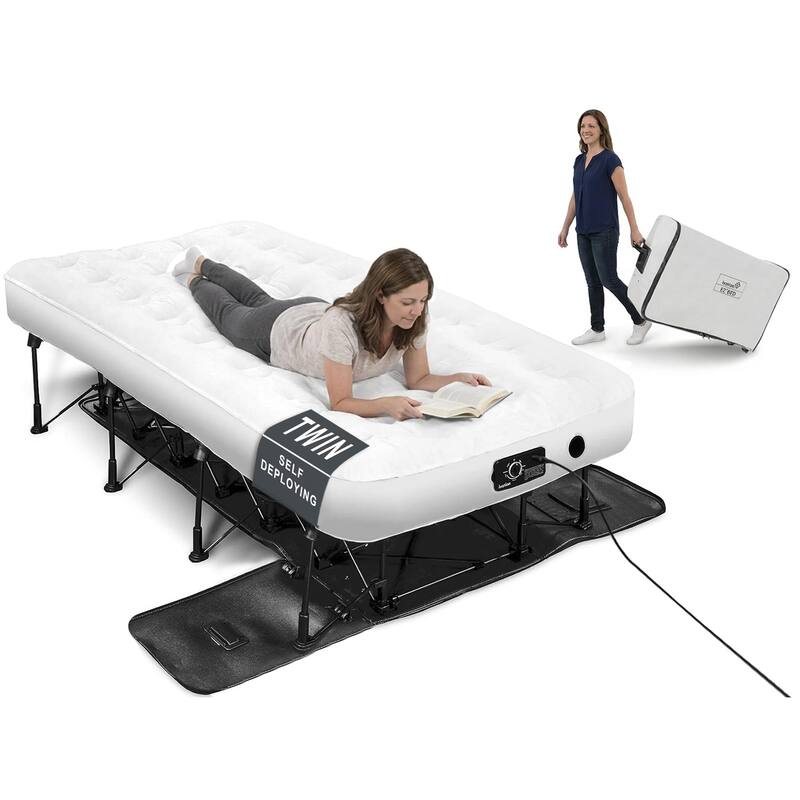 Ivation EZ-Bed - Air Mattress with Frame & Rolling Case, Self-Inflating ...