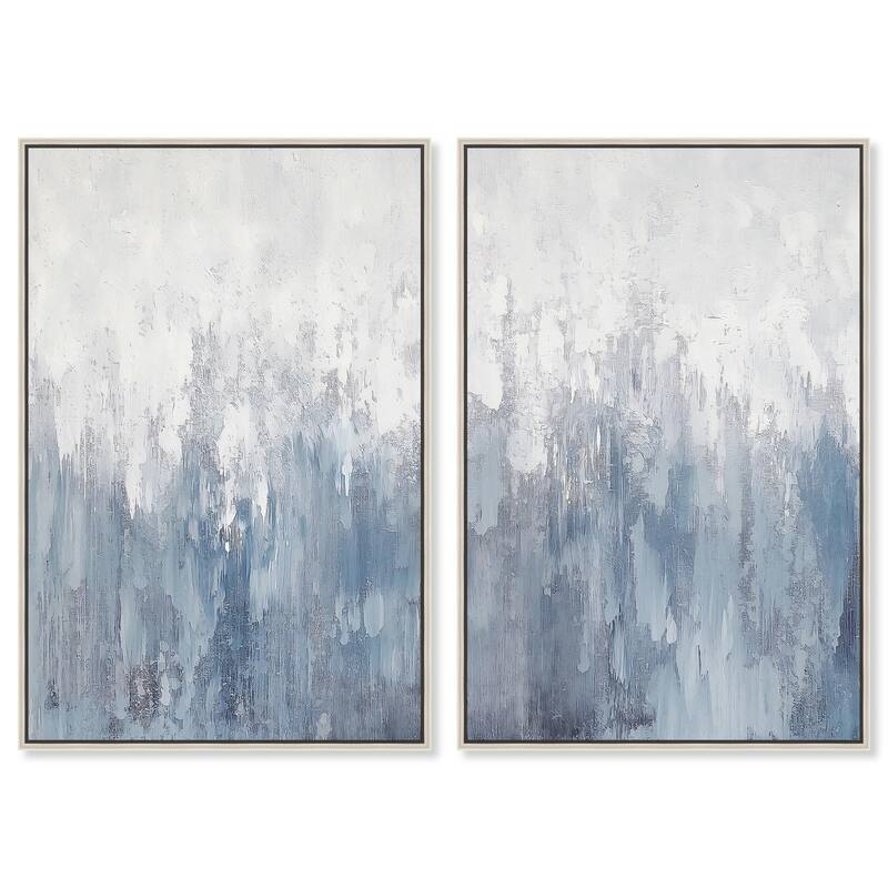 Frosted Glass Canvas Set of 2 by Art Remedy - 36" x 54" - Silver