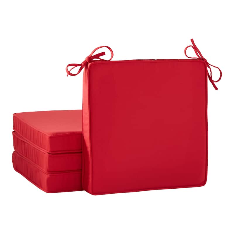 Sunbrella Indoor/ Outdoor 17-inch Square Corded Chair Pad - Canvas Jockey Red - Set of 4