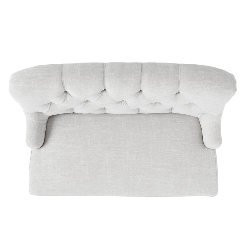Sofa Couch with Birch Legs for Living Room, Loveseat with Button Tufted Backrest, Comfortable Upholstered Settee, Light Grey