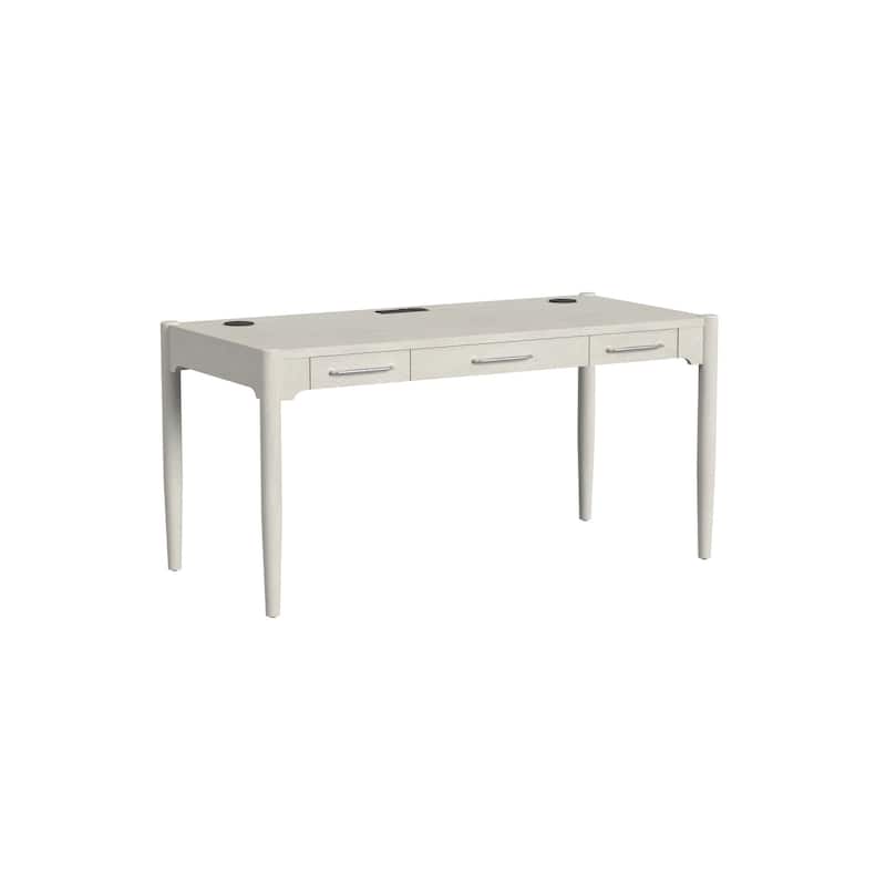 Modern Wood Office Writing Desk, Storage Table, White - White - 61.25w x 30.25h x 29.25d