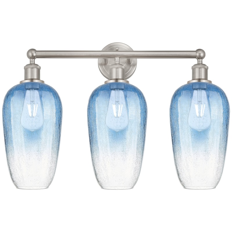 Innovations Lighting 616-3W-18-25 Brookhaven Flute Vanity Brookhaven - Brushed Satin Nickel / Sapphire Blue