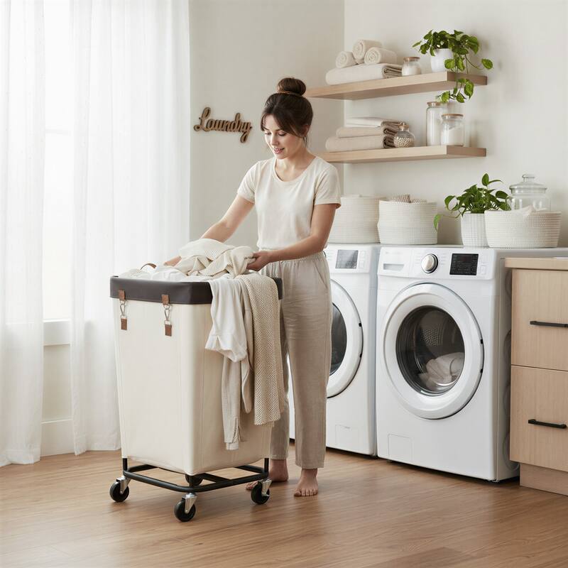 160L Laundry Hamper With Wheels, Large Clothes Laundry Basket With Steel Frame for Home, Closet, Dorm, Bathroom, Laundry Room