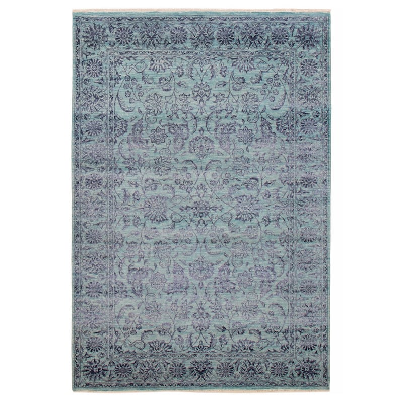 ECARPETGALLERY Hand-knotted Heritage Turquoise Silk, Wool Rug - 6' 1" x 8' 11" - Turquoise - 6' 1" x 8' 11" - Rectangle