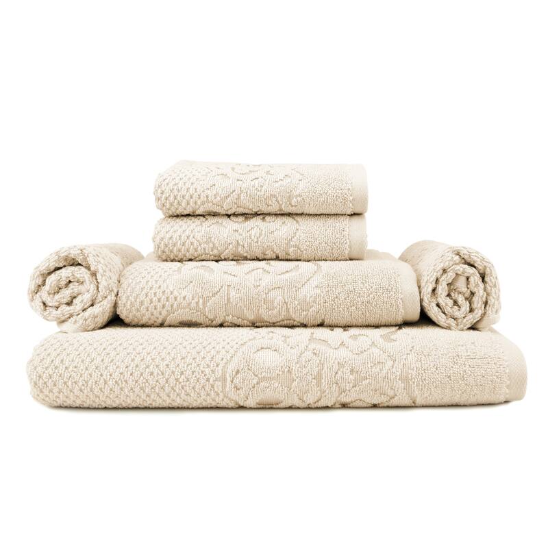 East'N Blue Galata Turkish Cotton Bath Towel Set (Set of 6) - (1 Bath Towel, 1 Hand Towel, 4 Washcloth)