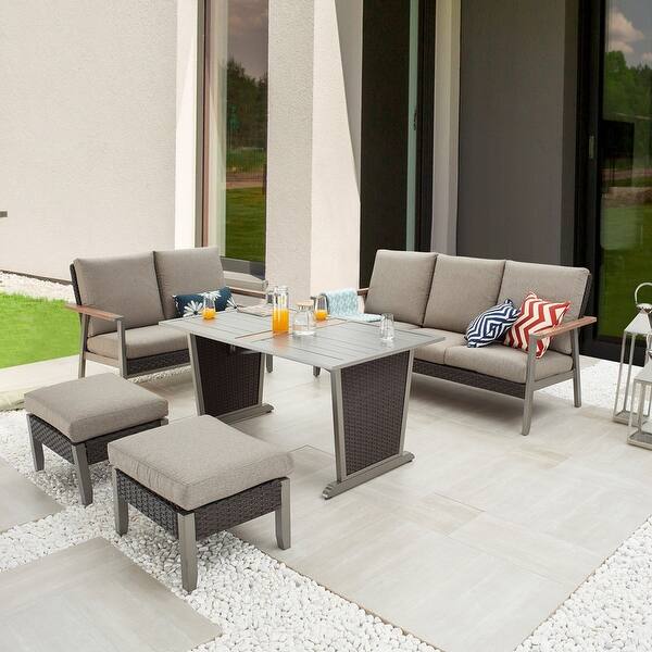 slide 7 of 17, Patio Festival Thermal Transfer 5-Piece Outdoor Dining Set Tan