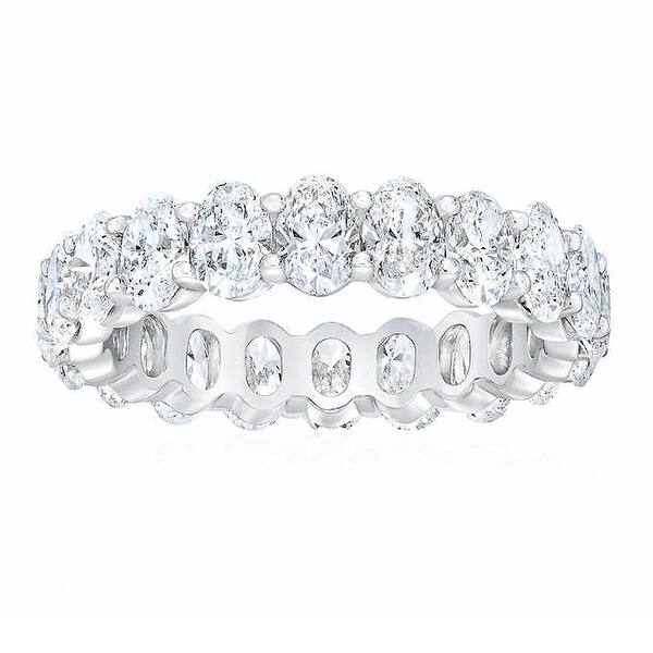 slide 1 of 3, 4 Ct Oval Moissanite Eternity Ring Womens Wedding Band 10k White Gold