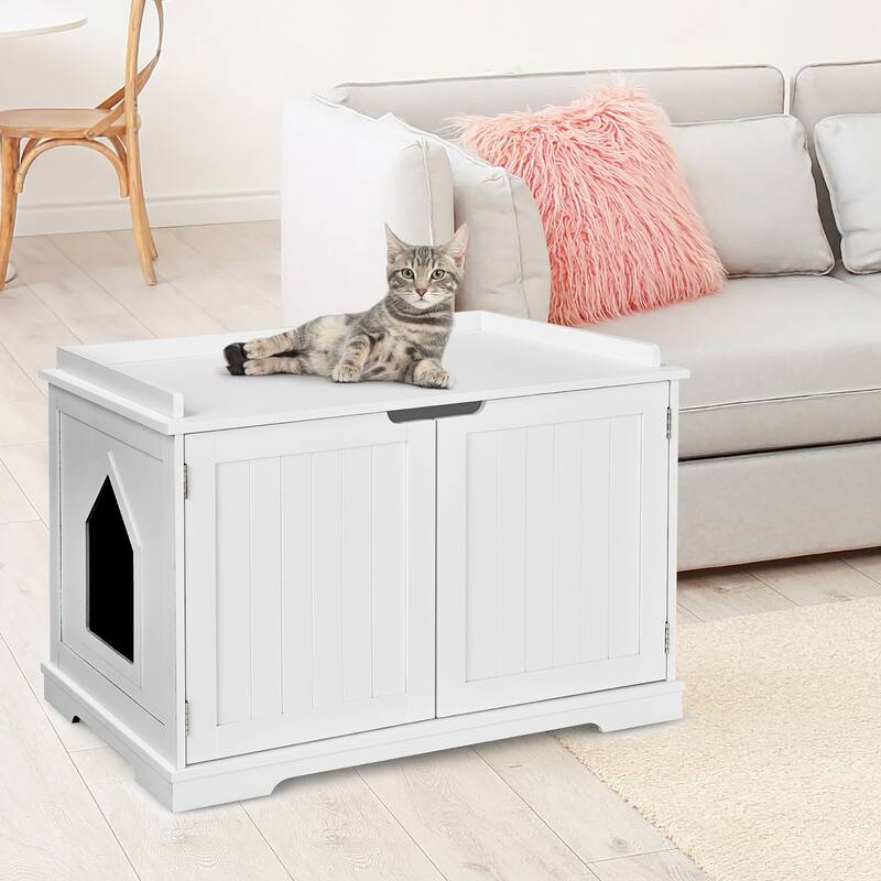 Cat Litter Box Cabinet Furniture Cat Washroom Storage Bench