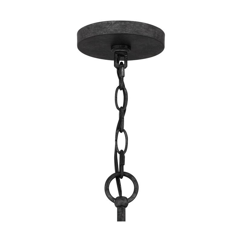 Lariat 3-Light Old Black Drum Pendant Light with Wooden Trim