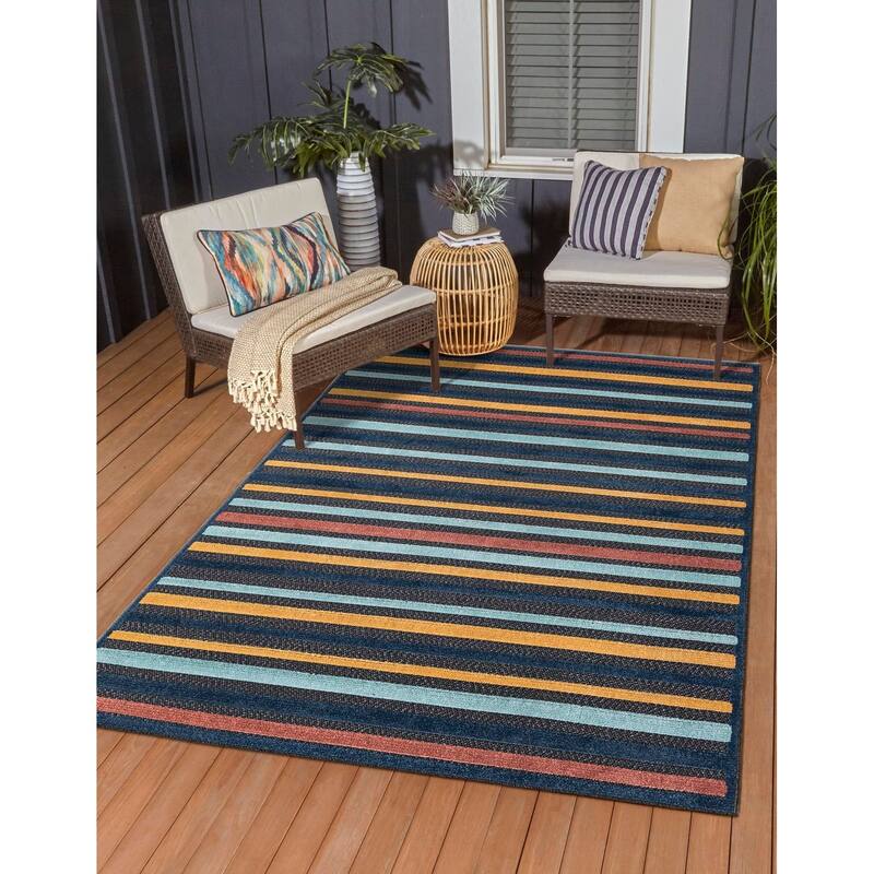 Outdoor Helena Collection Area Rug - Charcoal - 7'x10'