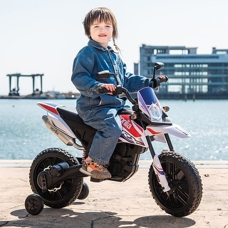 Apulia Licensed 12V Ride-On Motorcycle: White LED Headlights