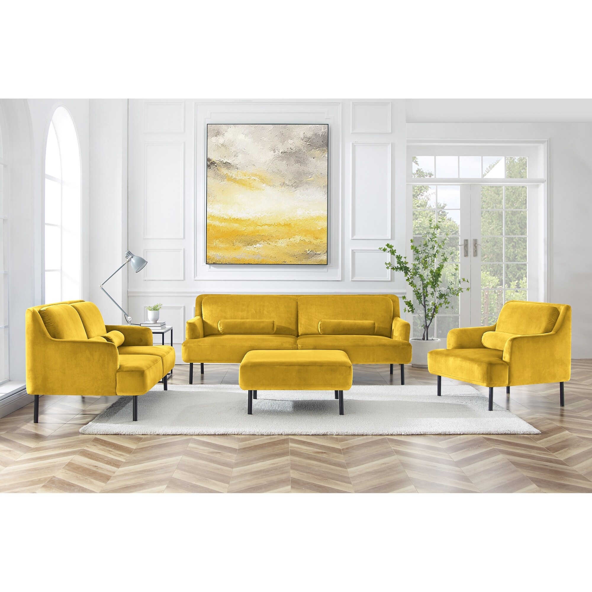 Art Leon Modern Comfortable Velvet Sofa Living Room Set Overstock 32757815