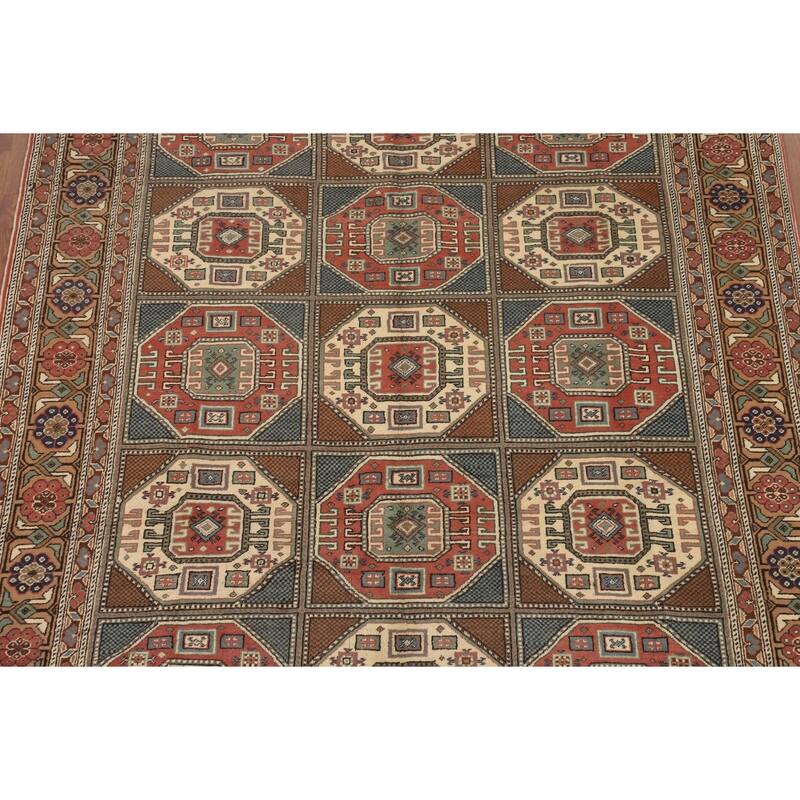 Geometric Anatolian Turkish Vintage Area Rug Handmade Wool Carpet - 6'7" X 9'8"