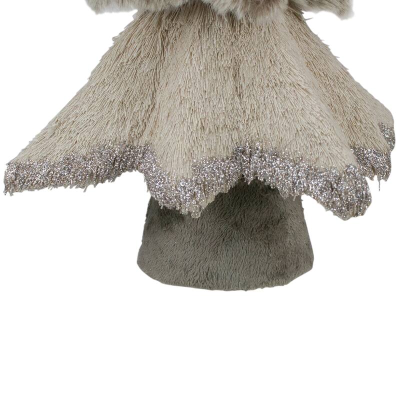 20" Gray and Beige Multi Textured Triangular Table Top Christmas Tree with Glitter