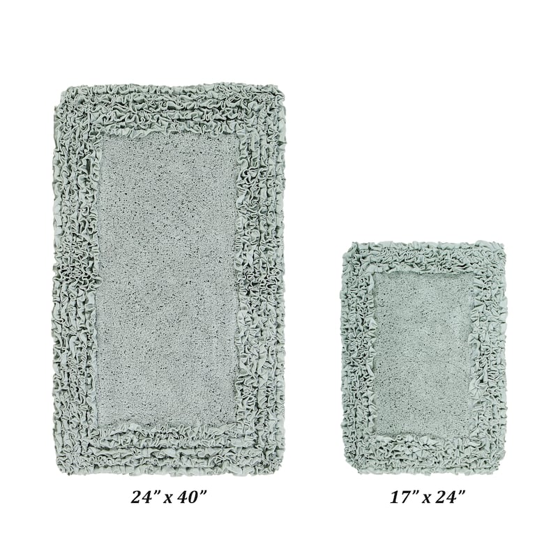 Better Trends Shaggy Border Collection Bathroom Rug -100% Cotton Tufted, Non-Skid Spray Latex Backing, Machine Washable Bath Mat - 3 Piece Set (17" x 24" | 24" x 40" | 20" x 60") - Silver