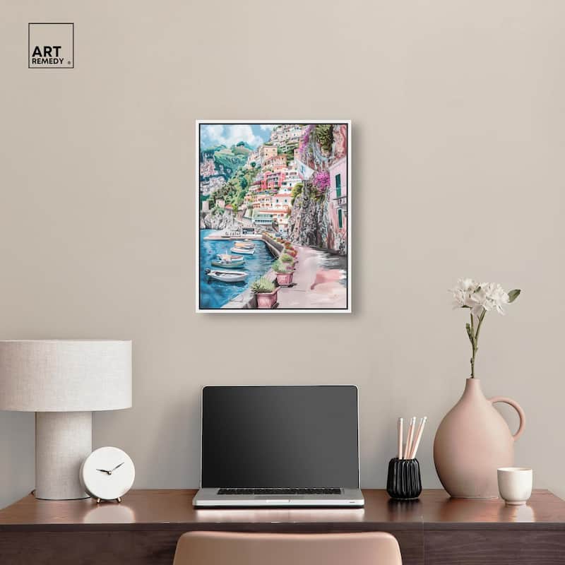 Lush Coastal Villa Entrance Canvas by Art Remedy