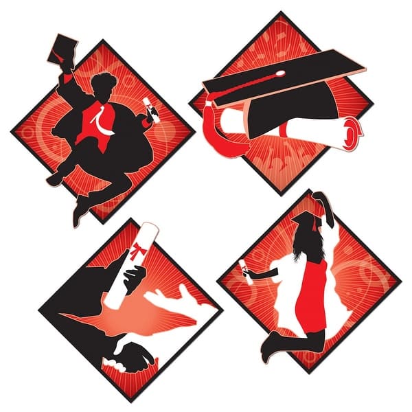 Shop Club Pack Of 48 Red White And Black Graduation Cutout Party
