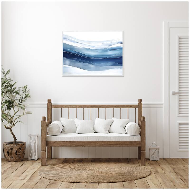 Kate and Laurel Abstract Linear Blues by The Creative Bunch Studio Framed Canvas Wall Art Print