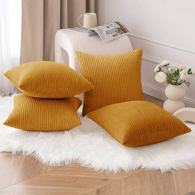 Corduroy Throw Pillow Striped Pillow for Couch Set of 2