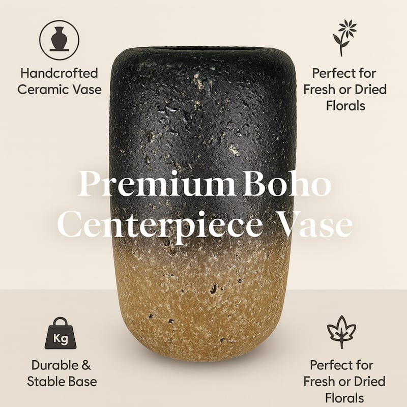 Aria Home Ceramic Ombre Brown Vase Rustic Earthy Home Decor