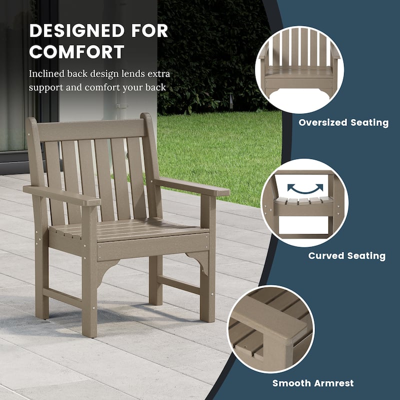 Laguna 6-Piece Outdoor Patio Rectangle Table Garden Arm Chair Dining Set With Bench