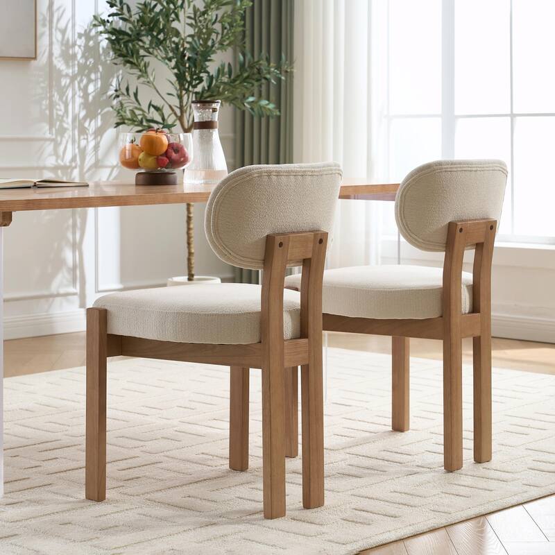 Wooden Dining Chairs Set of 2, Modern Fabric Upholstered Dining Room Chair