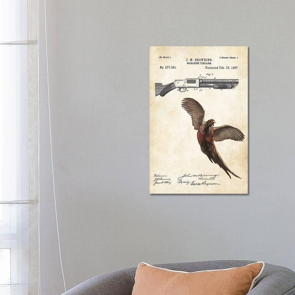 iCanvas "Pheasant Hunting Art" by Patent77 Canvas Print