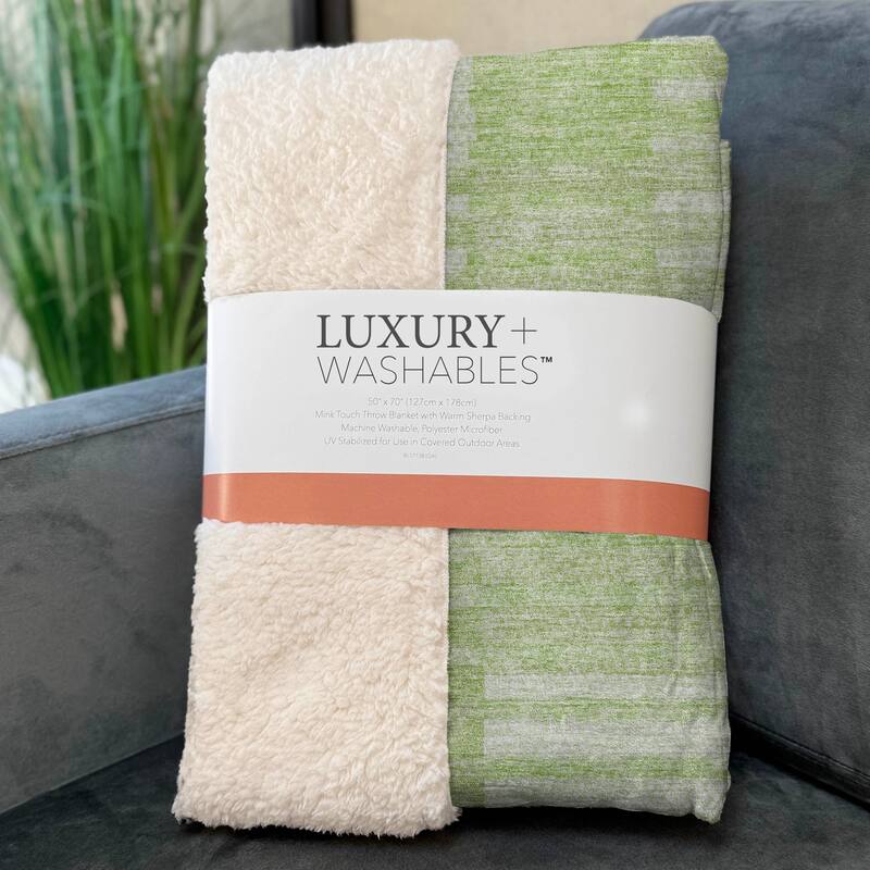 Premium Machine Washable Contemporary Sherpa Throw Blanket