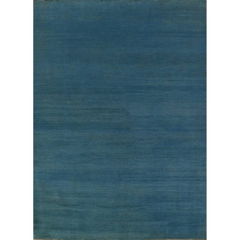 Blue Gabbeh Modern Area Rug Handmade Oriental Blue Wool Carpet - 5'6" x 7'10"