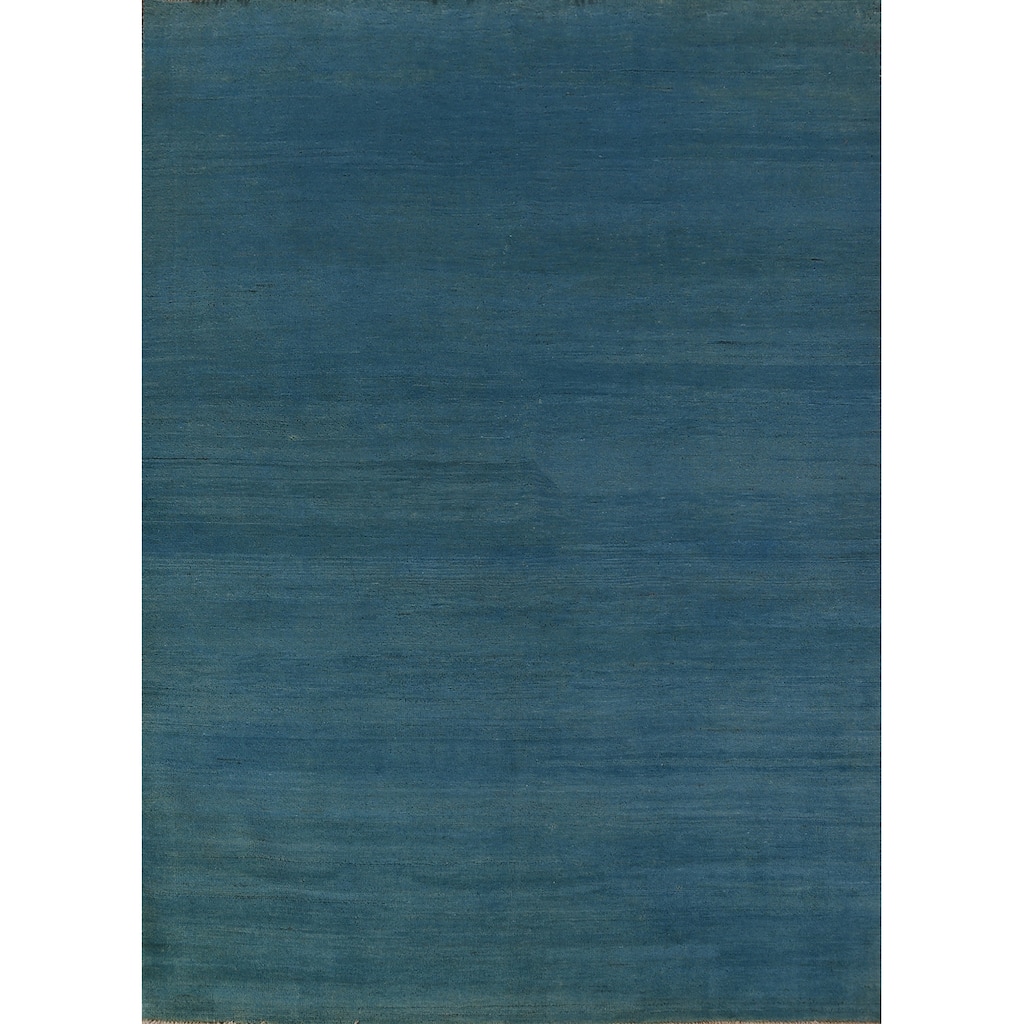 Blue Gabbeh Modern Area Rug Handmade Oriental Blue Wool Carpet - 5'6" x 7'10"