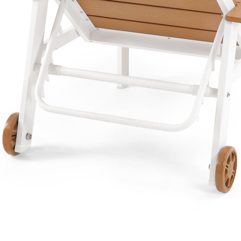 Patio HDPE Backrest Set of 2 Chaise Lounge Chair with Aluminum Frame, Adjustable Backrest and Wheels