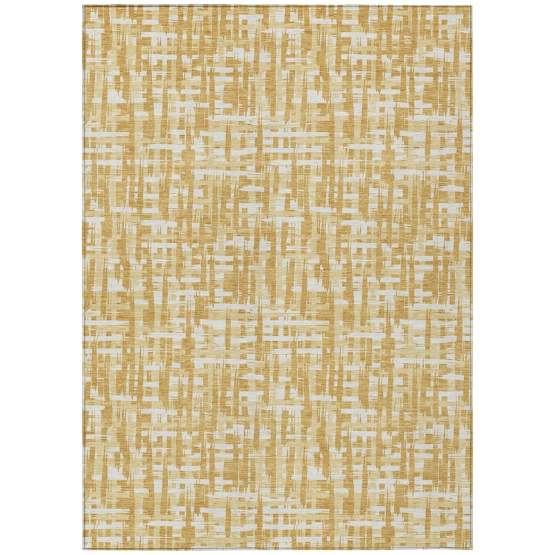 Machine Washable Indoor/ Outdoor Modern Crosshatch Chantille Rug